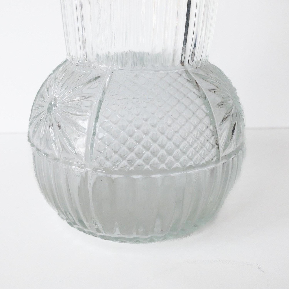 Clear Glass Vase Ribbed Body Round Bottom Flower Home Decor Modern Farmhouse - Picture 3 of 7